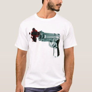T-shirt Des hommes rayés blancs d'arme à feu de saigneme