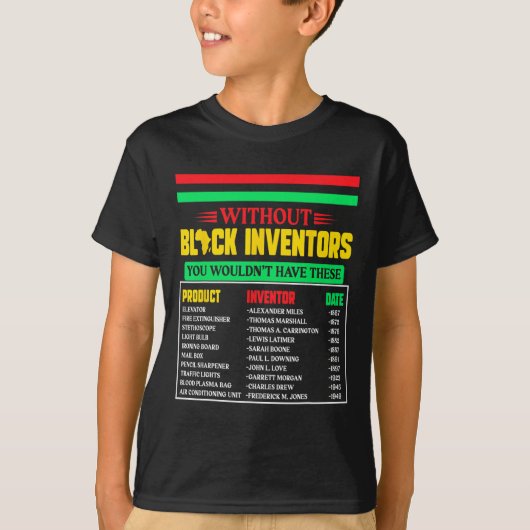 T-shirt Des inventeurs noirs oubliés Mois de l'histoire de (Devant)