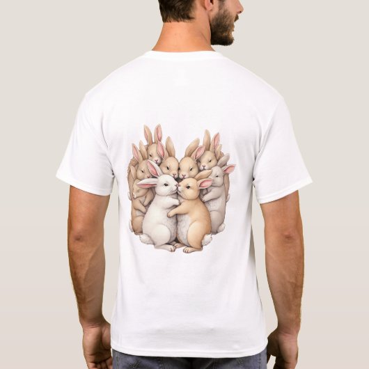 T-shirt Des lapins adorables dans un Pastel cosy Hug Illus (Dos)