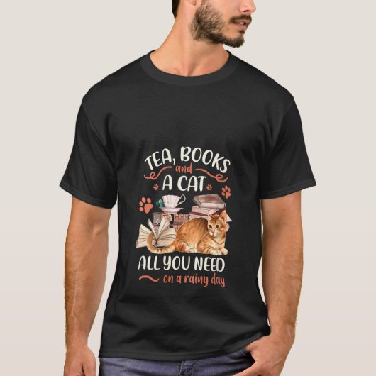 T-shirt Des Livres À Thé Pour Femmes Et Un Chat Tout Ce Do (Devant)