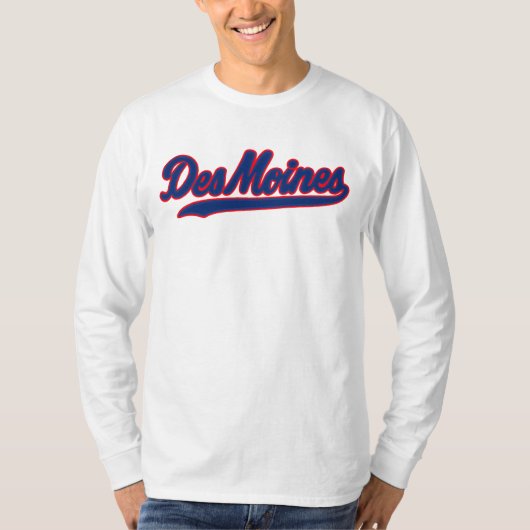 T-shirt Des Moines Iowa Design de script | Ville de Retro (Devant)