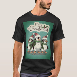 T-shirt Des pingouins de Noël festifs dans un pays d'hiver