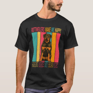 T-shirt Des Rottweilers vintages et rétro rendent heureux 