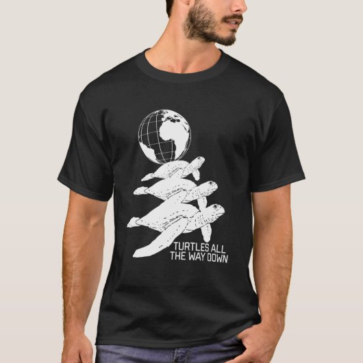 T-shirt Des tortues jusqu'à la philosophie multiverse (Devant)