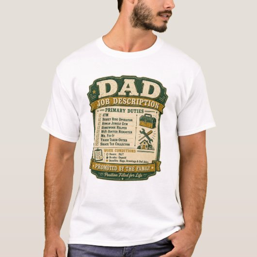 T-shirt Description de poste de papa Fête des Pères Devoir (Devant)