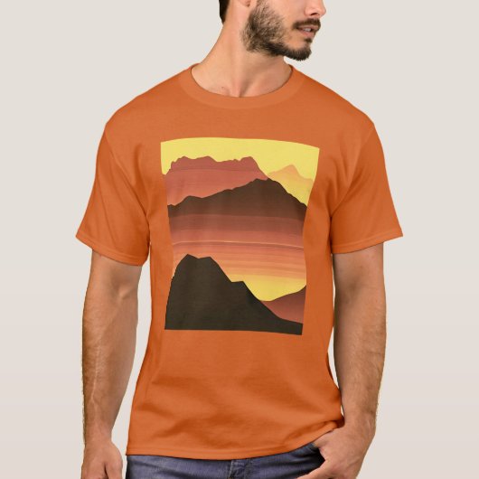 T-shirt Desert Mountain Sunset Orange et Brown (Devant)