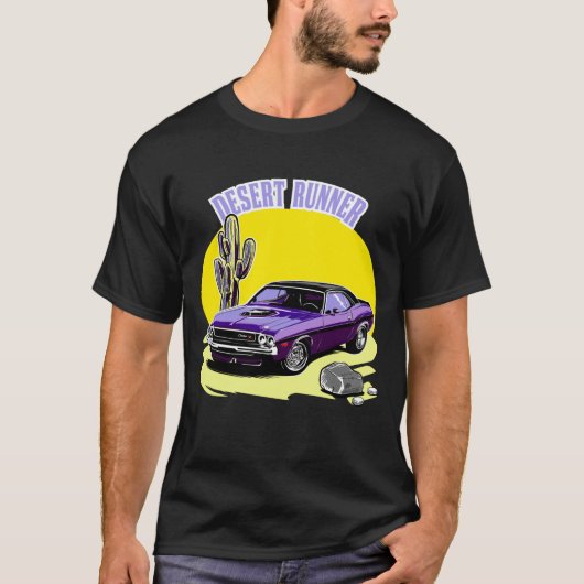 T-shirt Desert Runner, 1970 Dodge Challenger illustration (Devant)