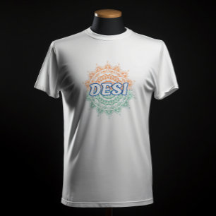 T-shirt DESI Chakra Design Indian Tricolor Drapeau Tiranga