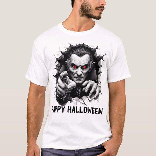 T-shirt Design 3D Dracula Vampire Happy Halloween heureux (Devant)