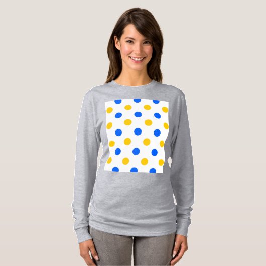 T-shirt Design à points blancs bleus jaunes (Devant entier)