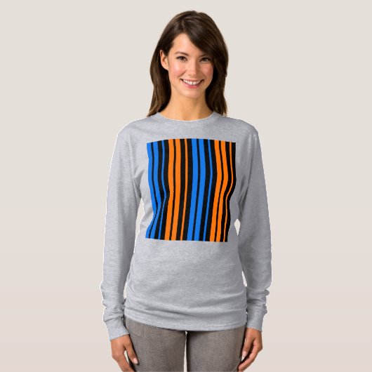T-shirt Design à rayures verticales bleu orange bleu (Devant entier)