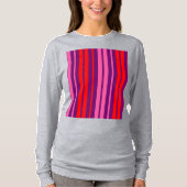 T-shirt Design à rayures verticales rose violet rouge (Devant)