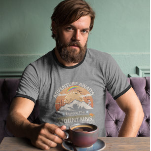 T-shirt Design "Adventure Await-Explore the mountain"