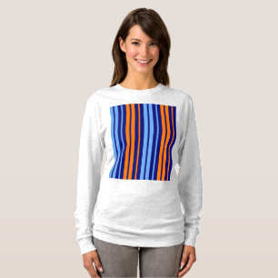 T-shirt Design Bandes Verticales Cyan Orange Marine