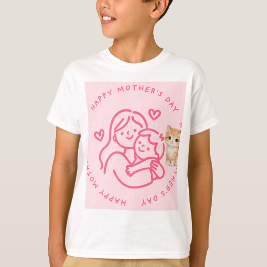 T-shirt design chat et mère fils (Devant)
