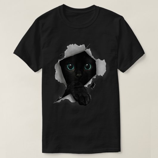 T-shirt Design Chat Noir en vision à travers (Design devant)