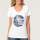 T-shirt Design classique de saule bleu (Devant)