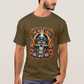 T-shirt Design crâne avec flammes et éléments de moto (Devant)