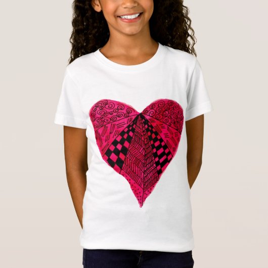 T-Shirt Design d'art Coeur rouge encre (Devant)