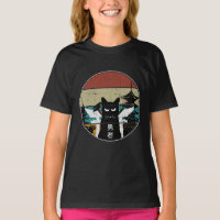 Design d'art de chat noir japonais vintage