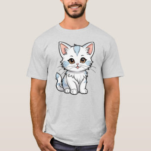 T-shirt Design d'art de ligne de dessin de chat stylisé-52
