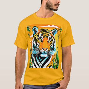 T-shirt Design d'art dynamique du tigre de la jungle