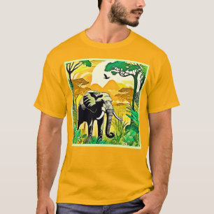 T-shirt Design d'Art Eléphant de la Jungle africaine