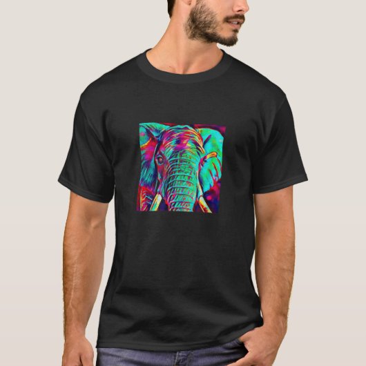 T-shirt Design d'Art Eléphant Électronique Vibrant T Chemi (Devant)