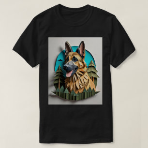 T-shirt design d'art papier 3D berger allemand