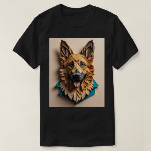 T-shirt design d'art papier 3D berger allemand