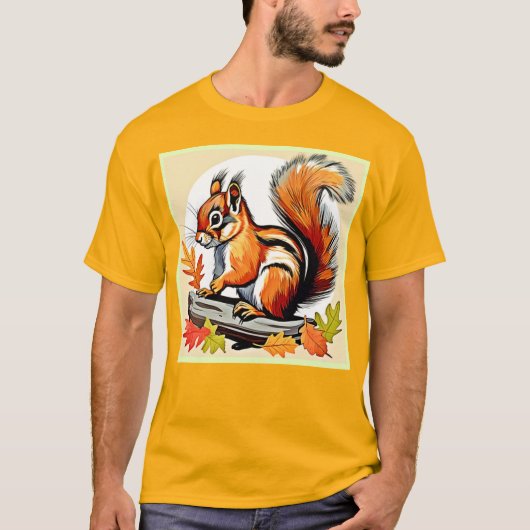 T-shirt Design de charme d'écureuil d'automne (Devant)