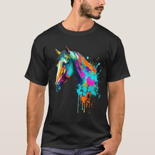 T-shirt Design de cheval en aquarelle (Devant)