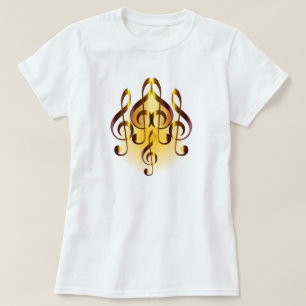 T-shirt Design de coeur musical or et jaune