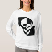 T-shirt Design de crâne d'illusion optique en noir et blan (Devant)