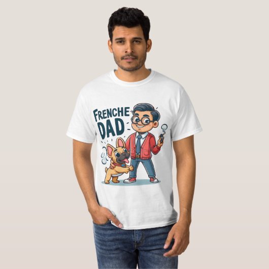 T-shirt Design de dessin de Frenchie Papa (Devant entier)