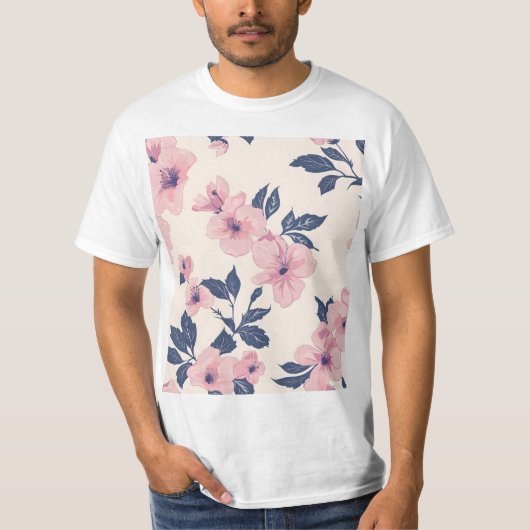 T-shirt Design de fleurs roses (Devant)