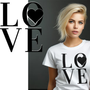 T-shirt Design de logo Classy LOVE avec texte noir et coeu