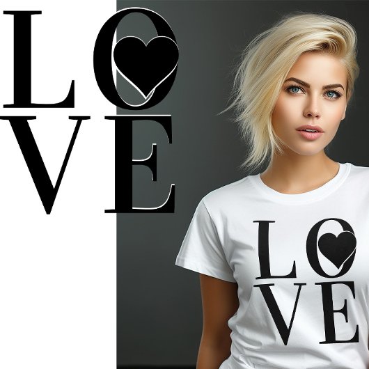 T-shirt Design de logo Classy LOVE avec texte noir et coeu