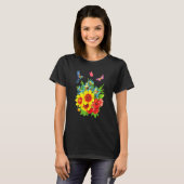 T-shirt Design de papillon à fleurs de colibri (Devant entier)
