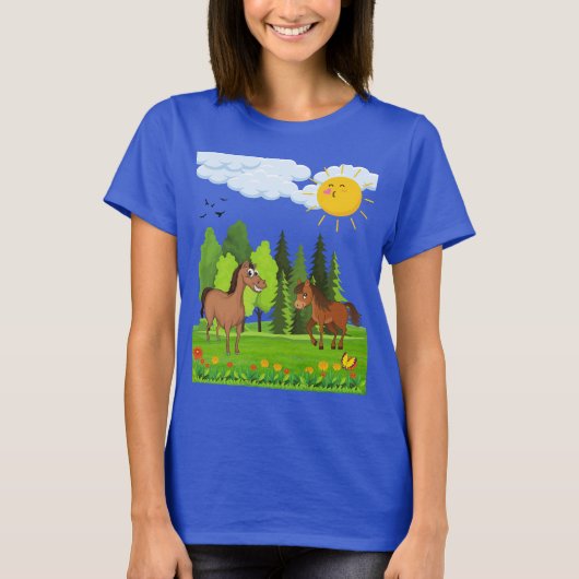 T-shirt Design de petits chevaux pour les enfants (Devant)
