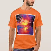 T-shirt Design de rêve de plage Sunset Vibrant (Devant)