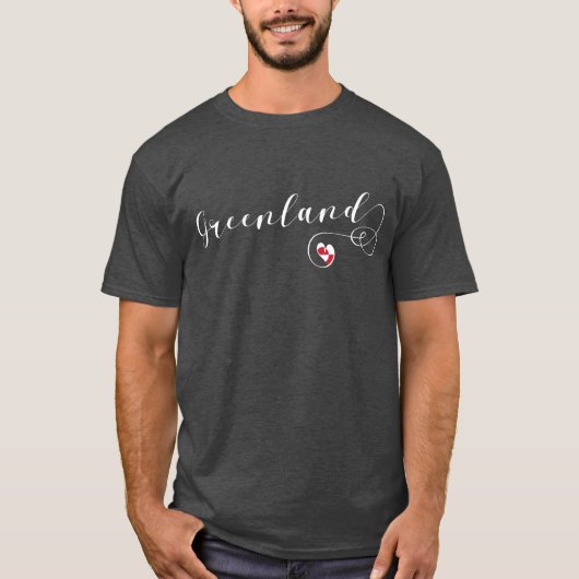 T-shirt Design de script Coeur du drapeau du Groenland (Devant)