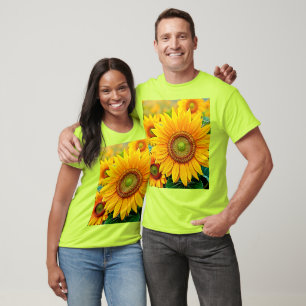 T-shirt Design de sérénité du terrain de tournesol doré