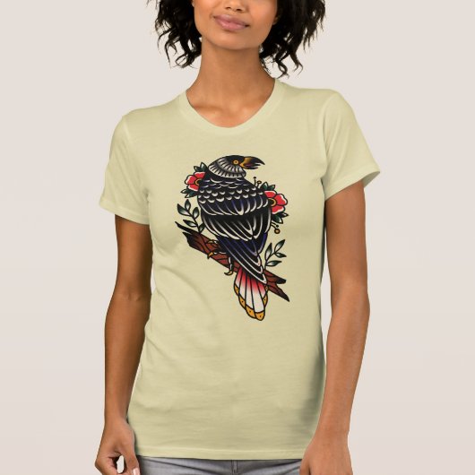 T-shirt Design de tatouage Graphique Corbeau Corbeau Old S (Devant)