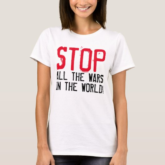 T-shirt Design de texte simple "STOP ALL WARS" (Devant)