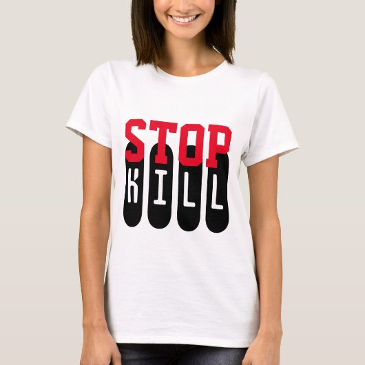 T-shirt Design de texte simple "STOP KILL" (Devant)