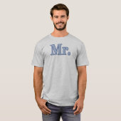 T-shirt Design de typographie bleue MR. (Devant entier)