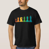 T-shirt Design d'échecs avec des pièces de couleur de styl (Devant)
