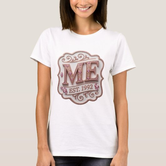 T-shirt Design Déclaration Or ME EST 1992 Élégant (Devant)