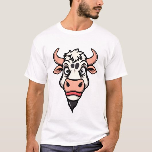 T-shirt Design d'impression de vache de dessin (Devant)